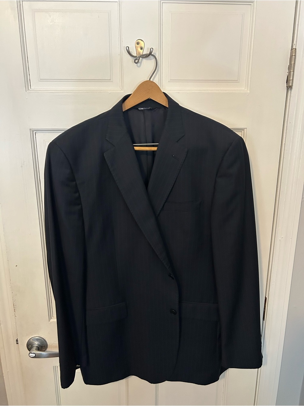 Black Suit Jacket Ermenegildo Zegna Fabric Saks Fifth Ave 48R Wool/Silk
